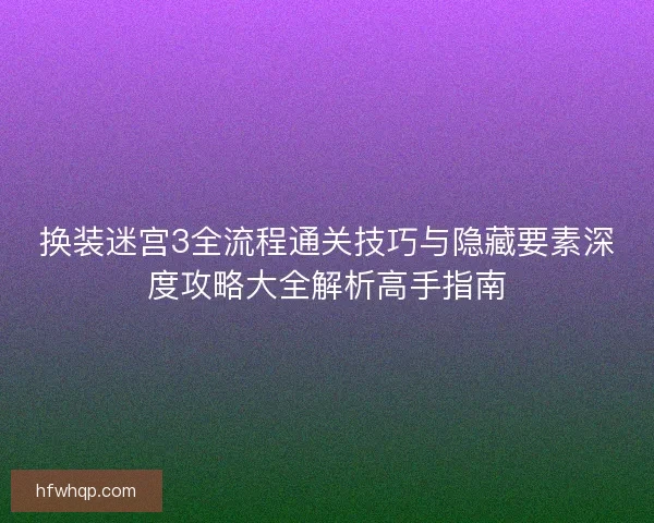 换装迷宫3全流程通关技巧与隐藏要素深度攻略大全解析高手指南